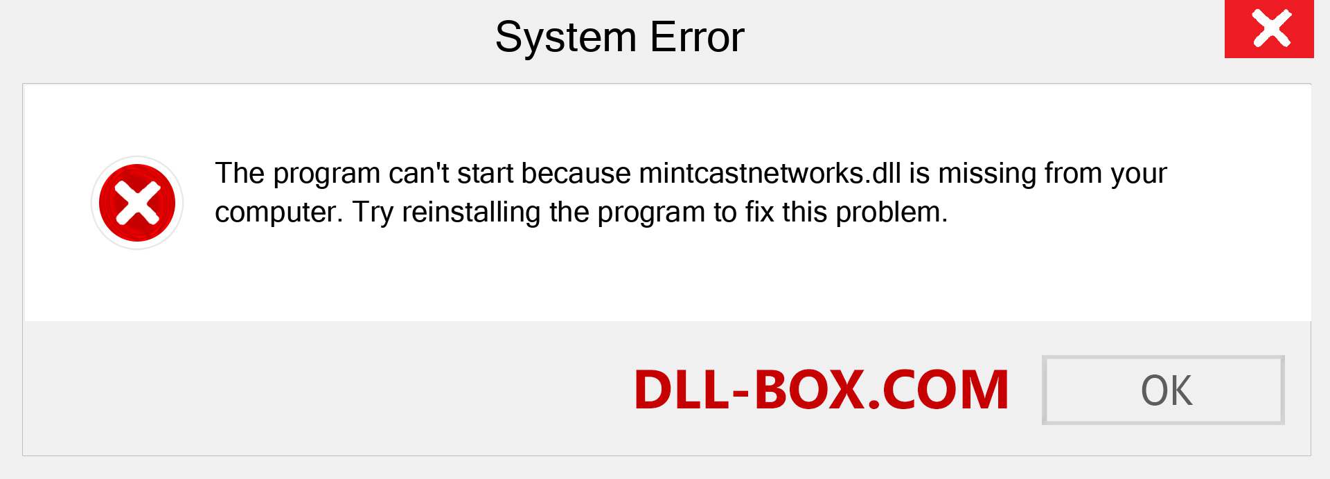  mintcastnetworks.dll file is missing?. Download for Windows 7, 8, 10 - Fix  mintcastnetworks dll Missing Error on Windows, photos, images